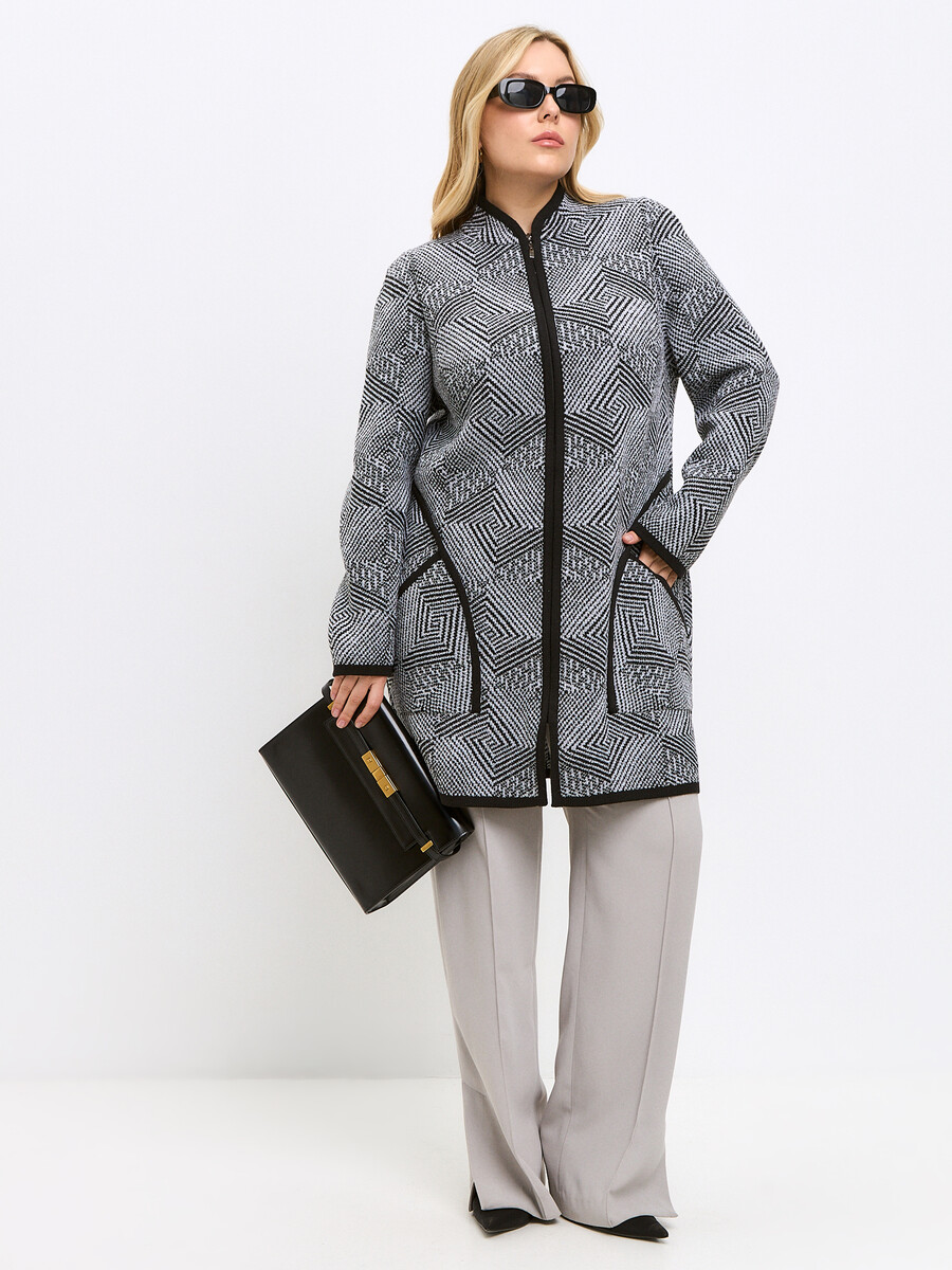 Кардиган на молнии удлиненный вязаный